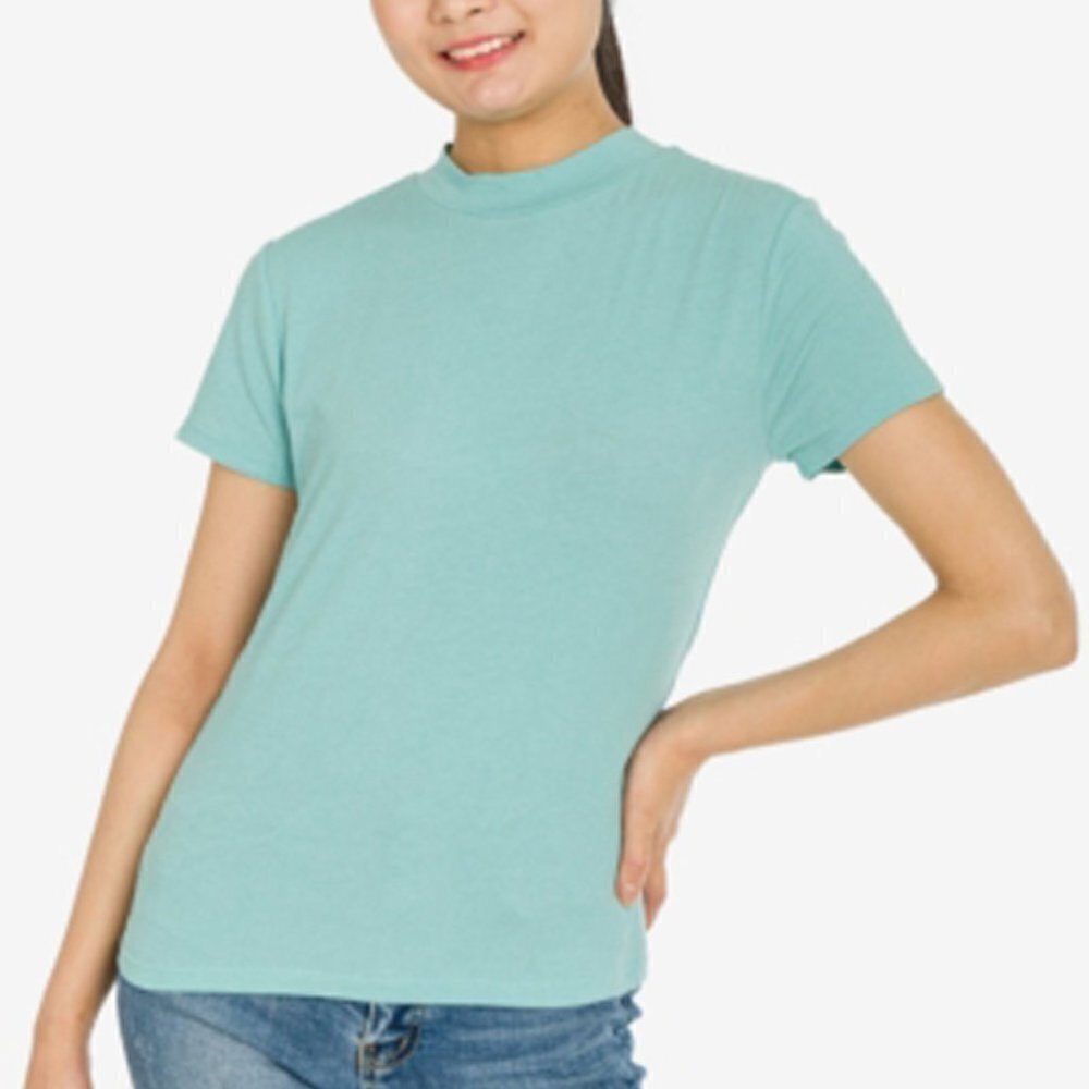 Jr220 Hippie Rose Sage Green Second Skin Knit Juniors' Mock-Neck T-Shirt Size XL